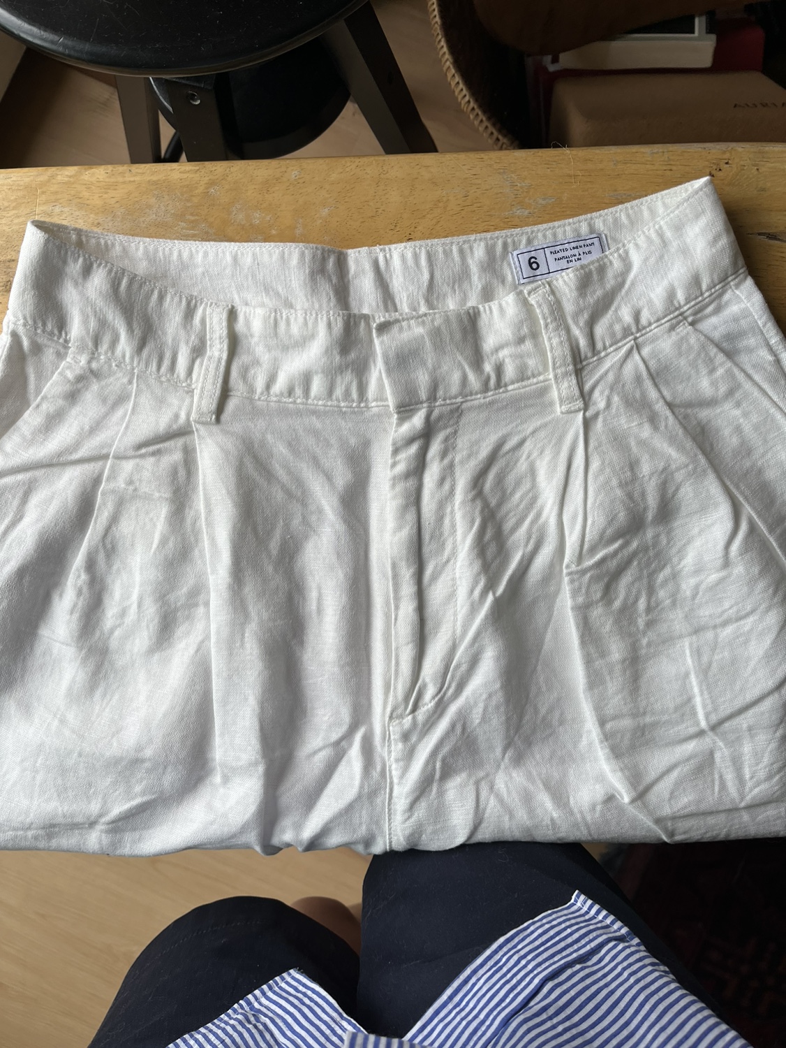 Gap white linen wide leg pants