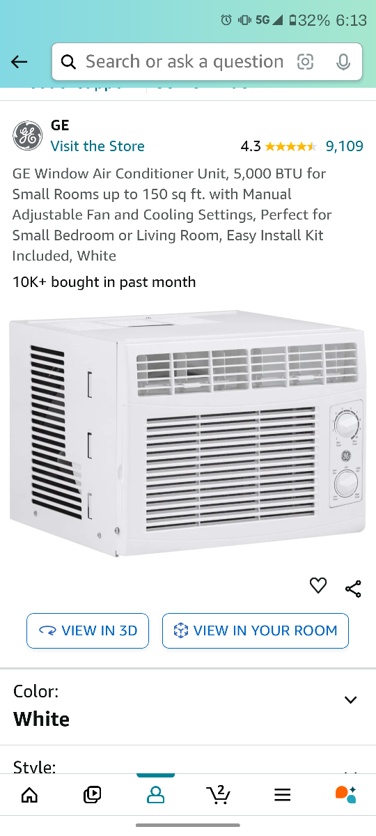 GE AC Small Room 5,000 BTU