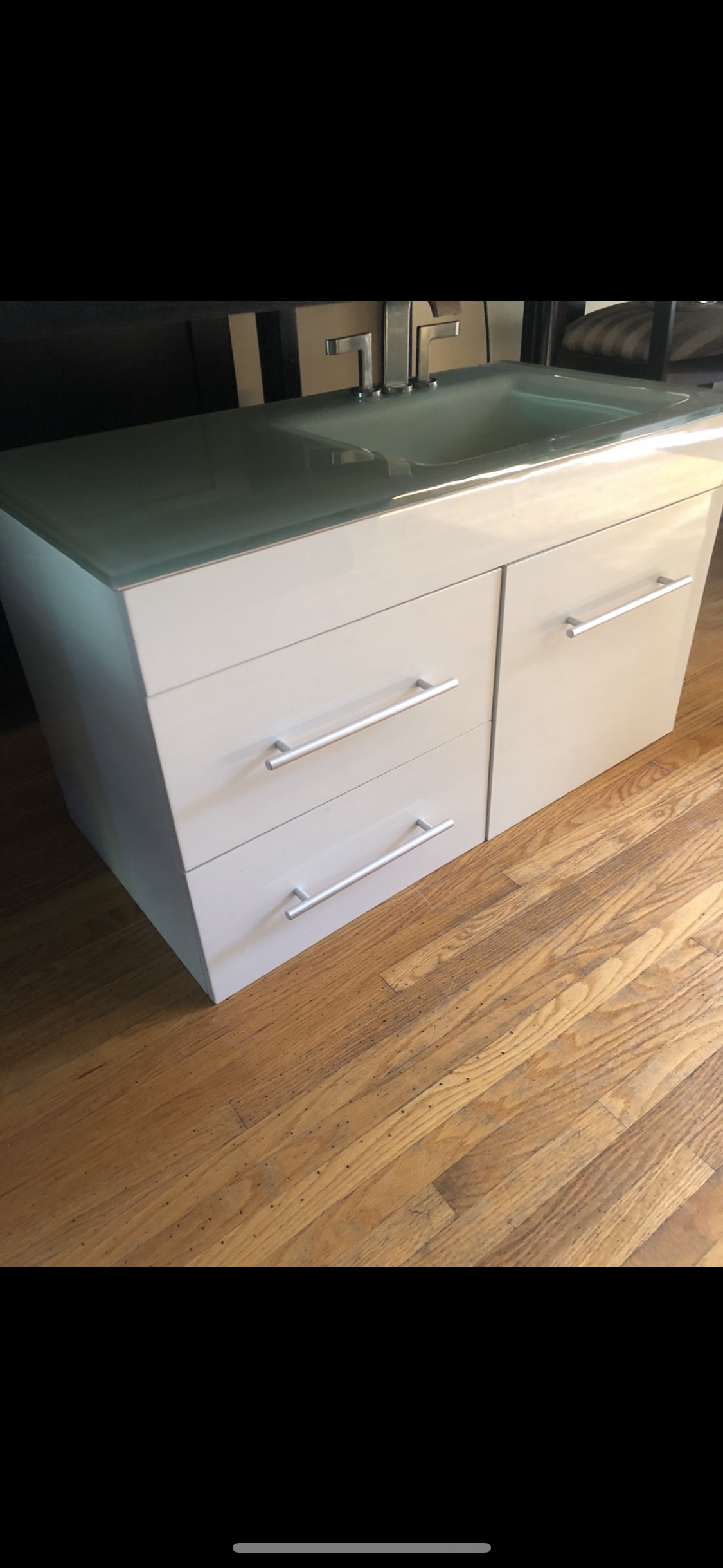 Bathroom Vanity with glass top and sink  (Floating/wall mounted) - photo 2
