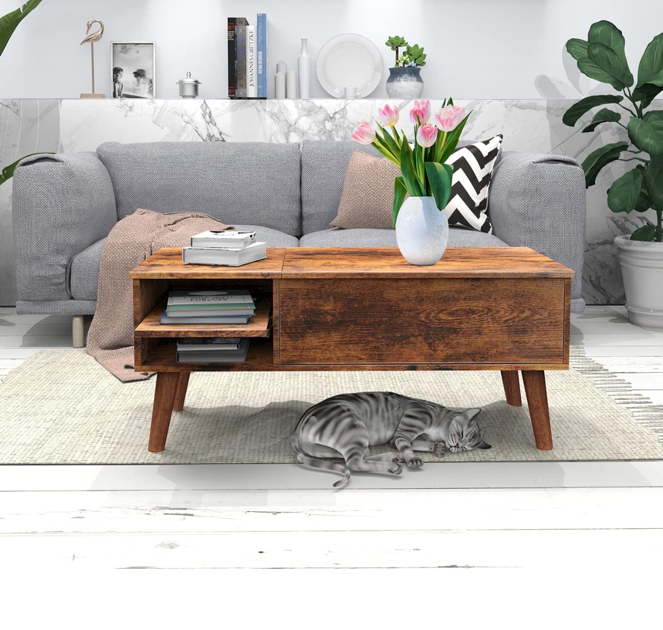 Naspaluro Wood Lift Top Coffee Table - photo 4