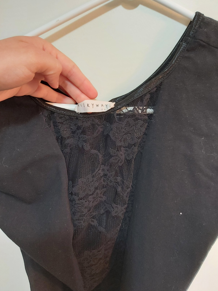 MILKY WAY black sleeveless lace bodysuit, size large (L) image indicator(4)