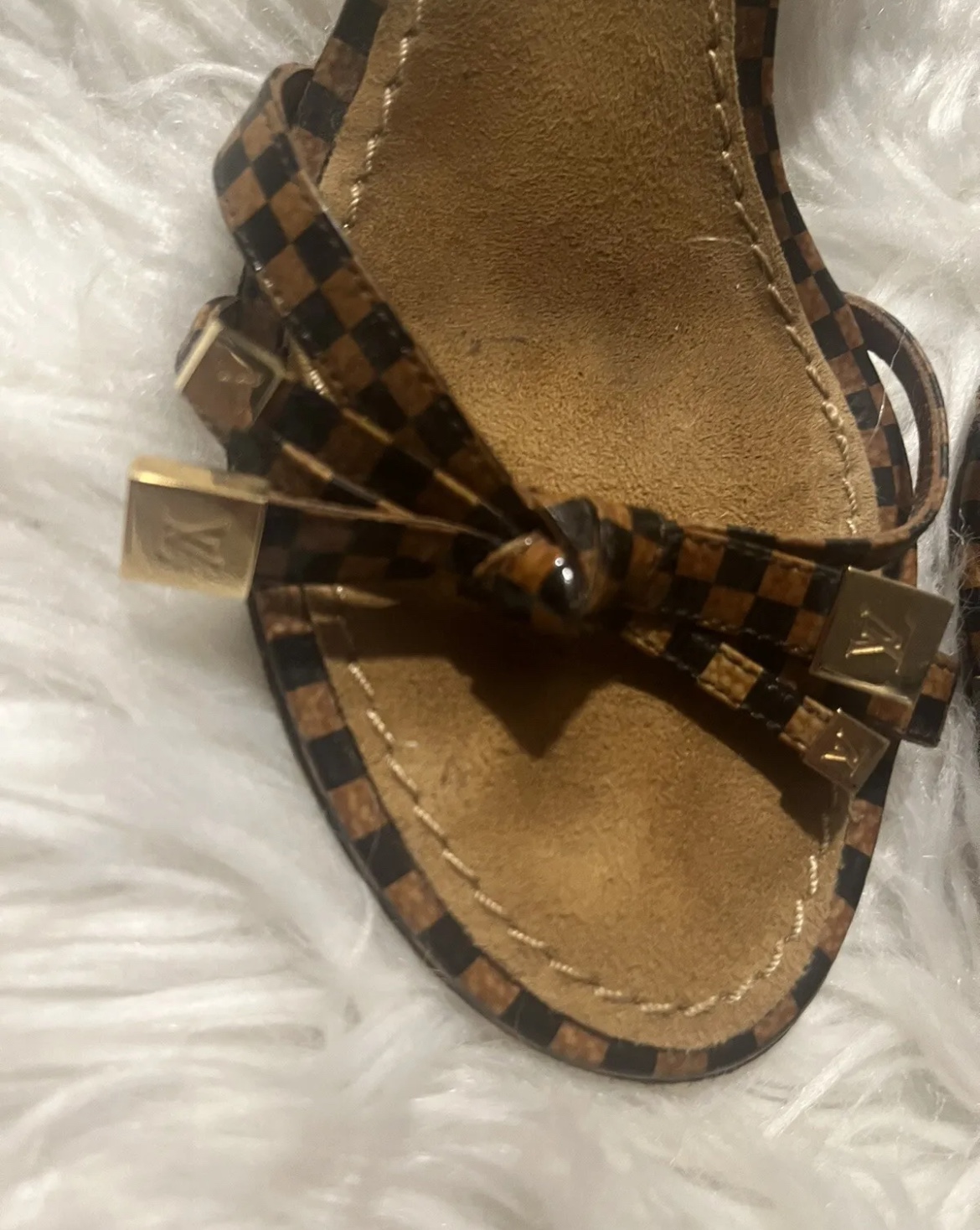 Louis Vuitton Sandals Heels Ankle Strappy Vintage Size 36 5.5 6 image indicator(4)