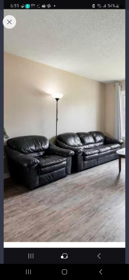 Genuine 100% all around real leather two couches thumbnail