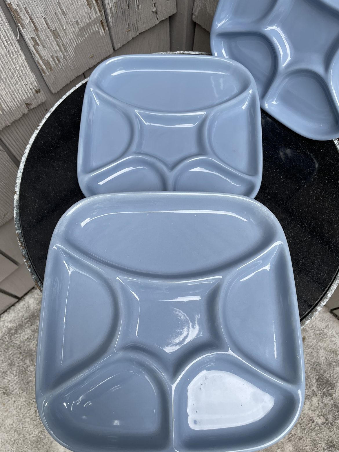 Japan, sushi light blue square plates lots of 8 fondue ceramic image indicator(3)