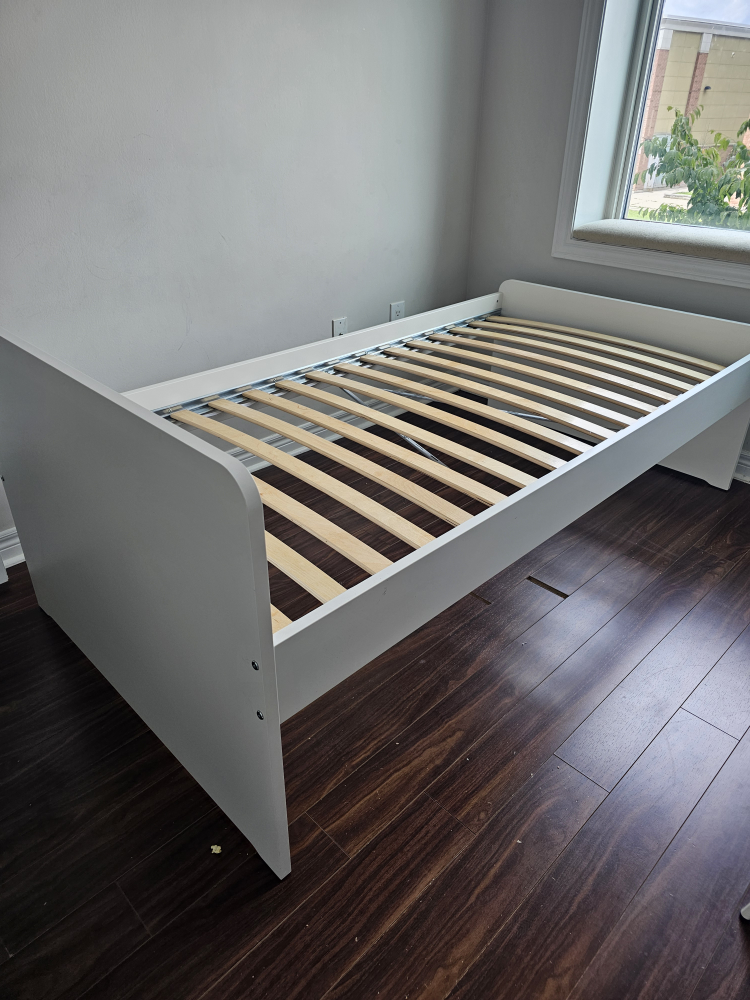 white single bed frame