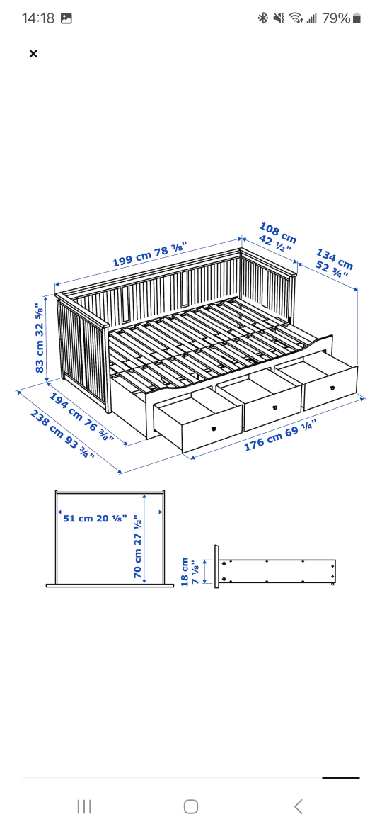 IKEA Hemnes Day Bed, 3 drawers,  white,  twin, with mattress - photo 3