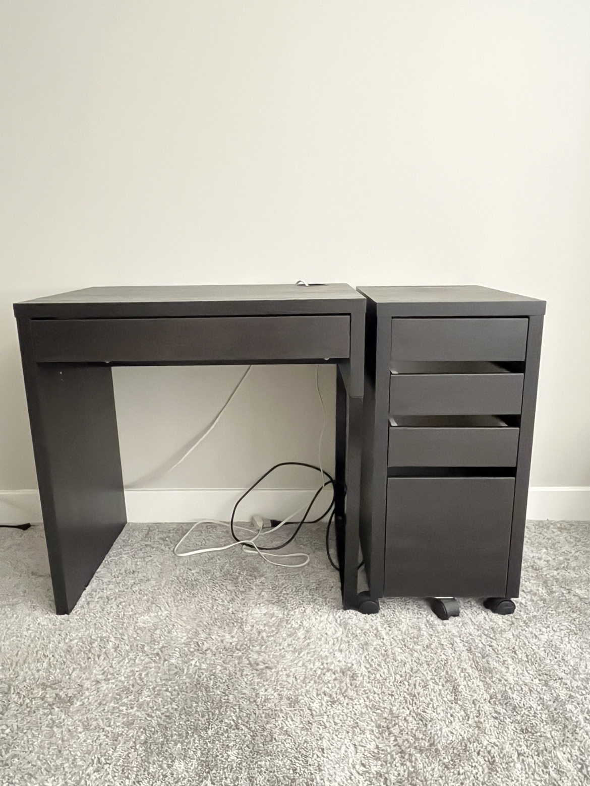 IKEA MICKE Desk and Drawer Unit, black-brown