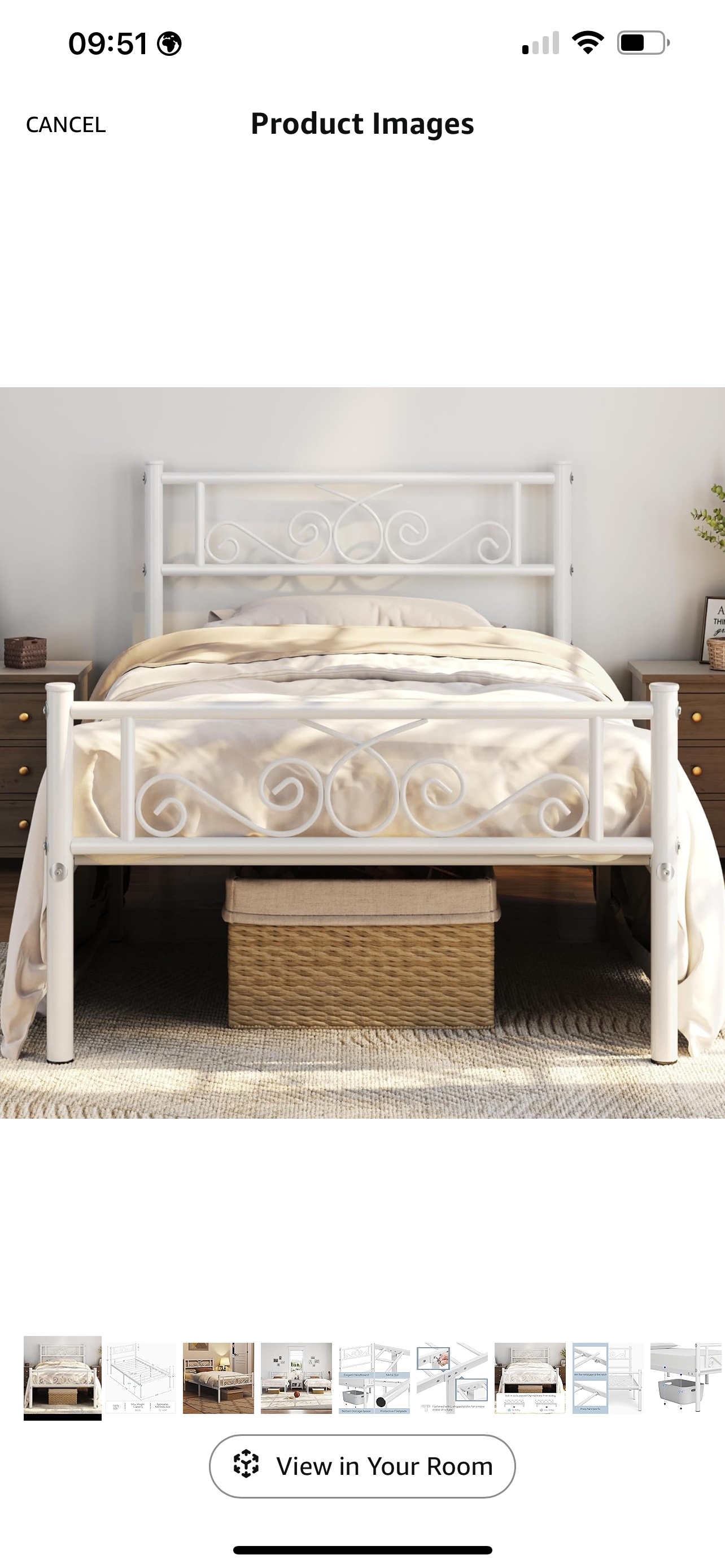 Ikea Yaheetech Metal Bed Twin Size  +  morgedal foam