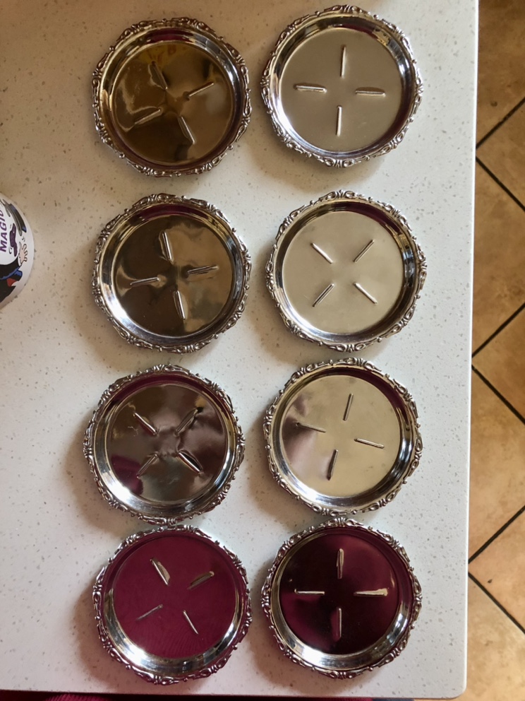 8 Italian Vintage - Midcentury Modern Stainless Steel Coasters image indicator(4)