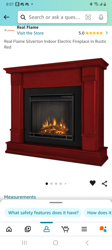 Real Flame Silverton Indoor Electric Fireplace in Rustic Red