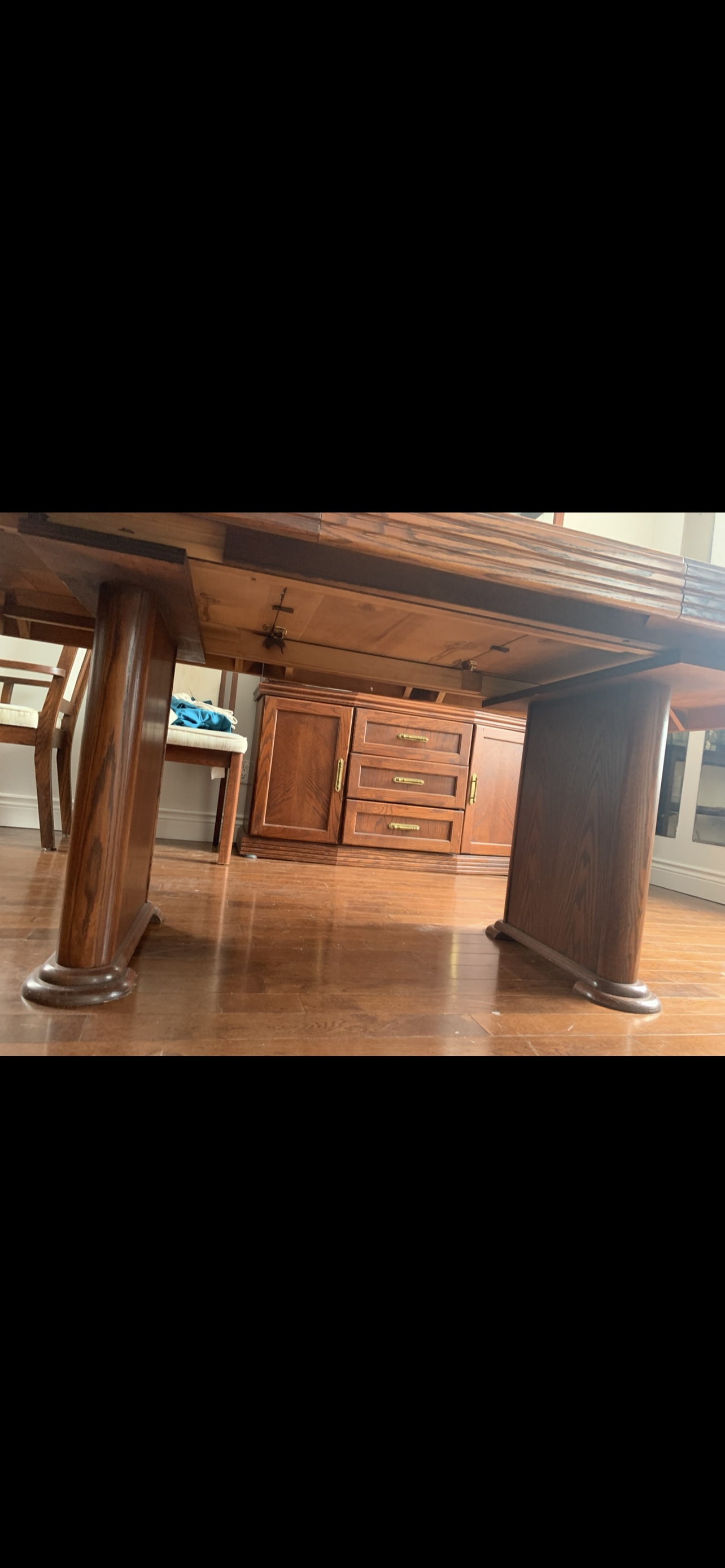 Dining table and cabinet 6 chairs. And extension table insert - photo 4