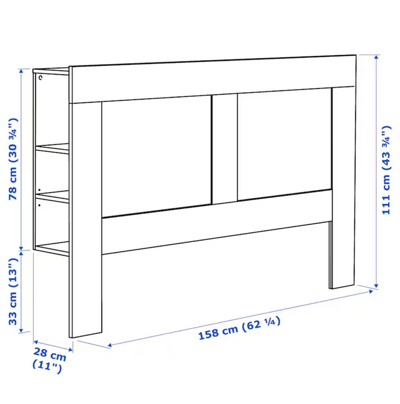 IKEA queen size headboard with storage compartment - photo 2