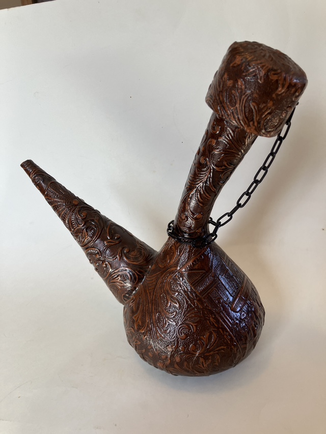 Vintage Spanish Leather Porron Wine or Liquor Decanter,