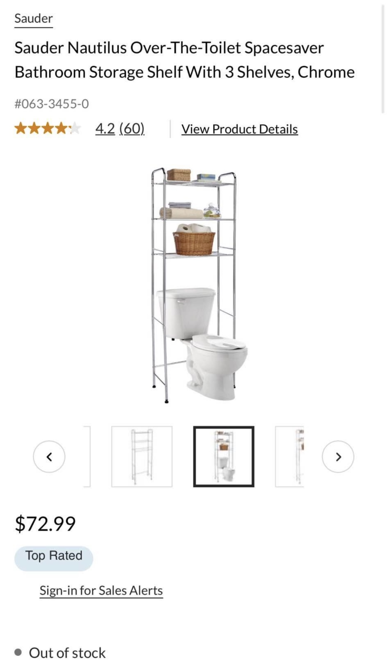 Over-The-Toilet Bathroom Storage Shelf