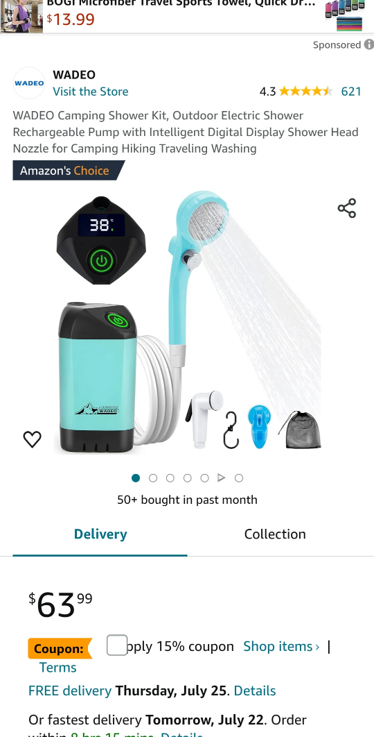 WADEO Camping Shower Kit thumbnail