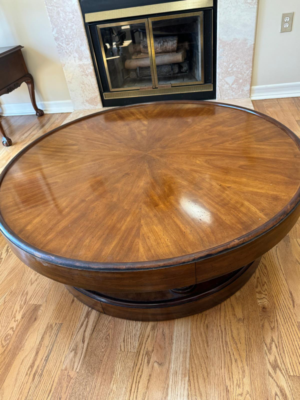 Rotating solid wood coffee table