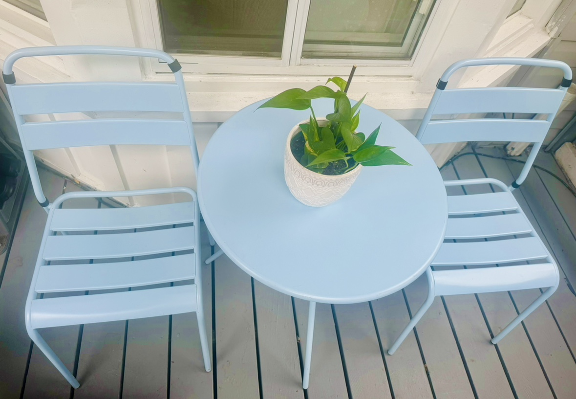 3pc Metal Bistro Set- Light Blue