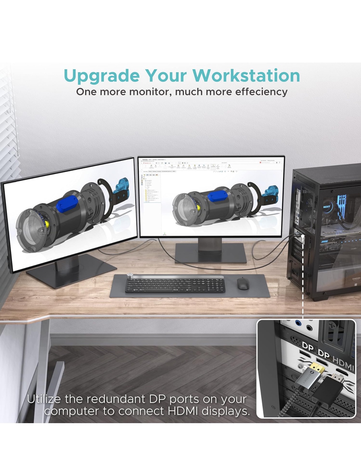 New New 4K DisplayPort to HDMI Cable 3.3FT 1440P 60Hz image indicator(2)