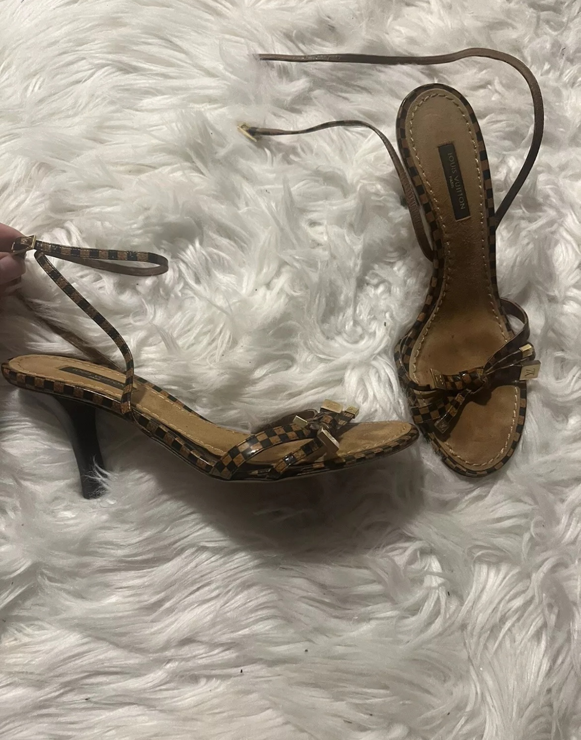 Louis Vuitton Sandals Heels Ankle Strappy Vintage Size 36 5.5 6 image indicator(3)