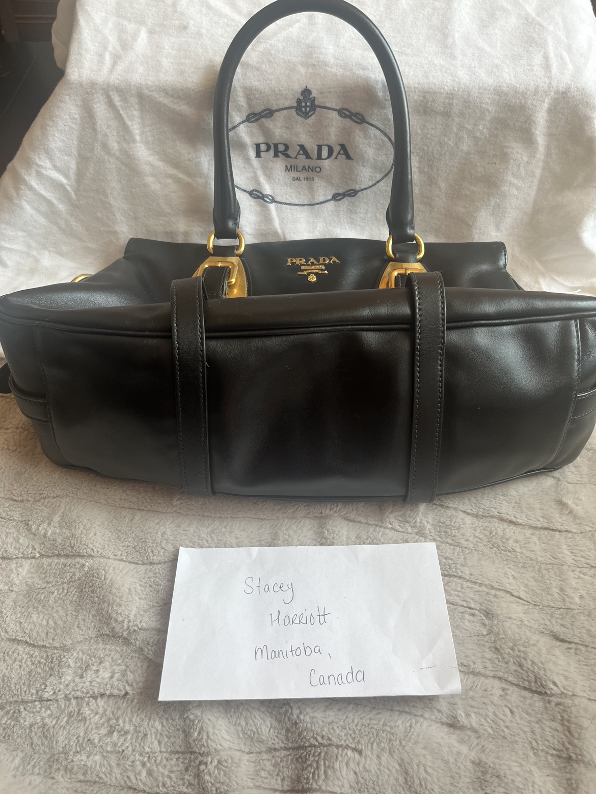 Prada Bauletto BN1903 Nero Soft Calf Leather Bag - photo 2