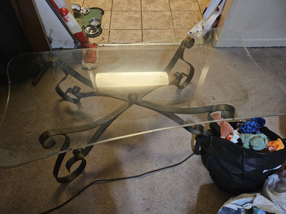 Glass & Iron Coffee Table and End Tables - photo 2