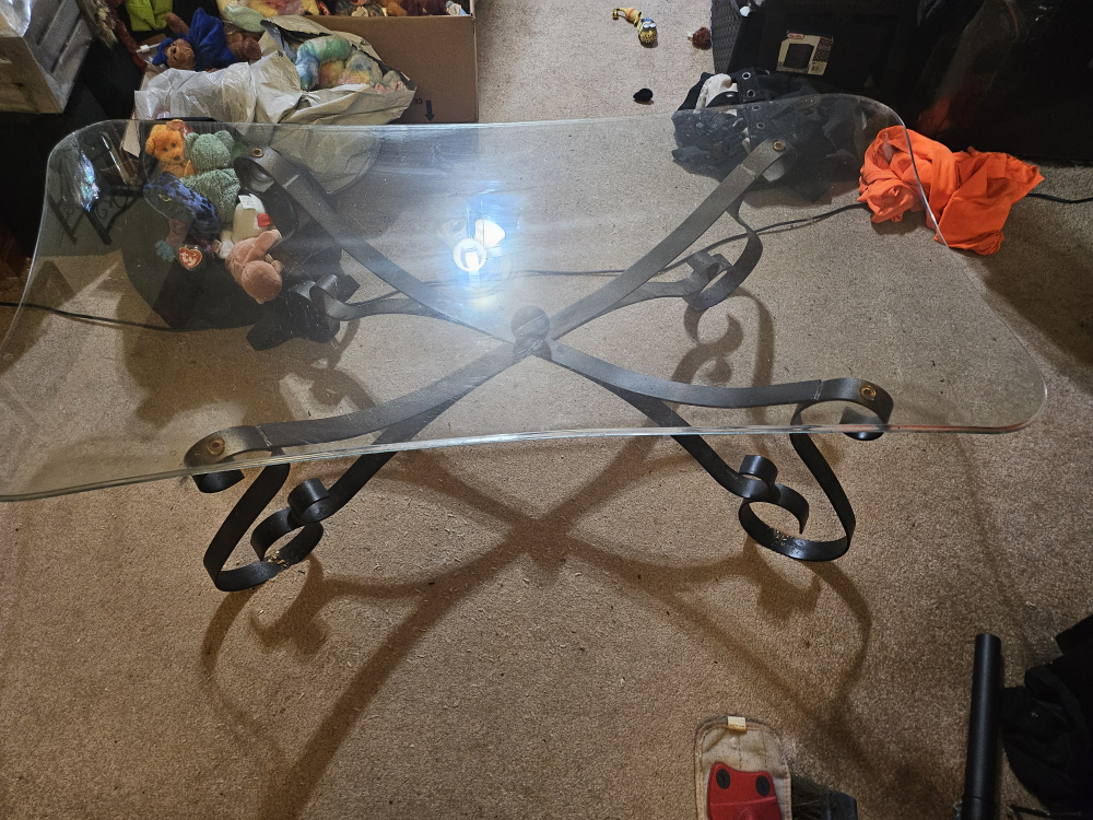 Glass & Iron Coffee Table and End Tables - photo 3