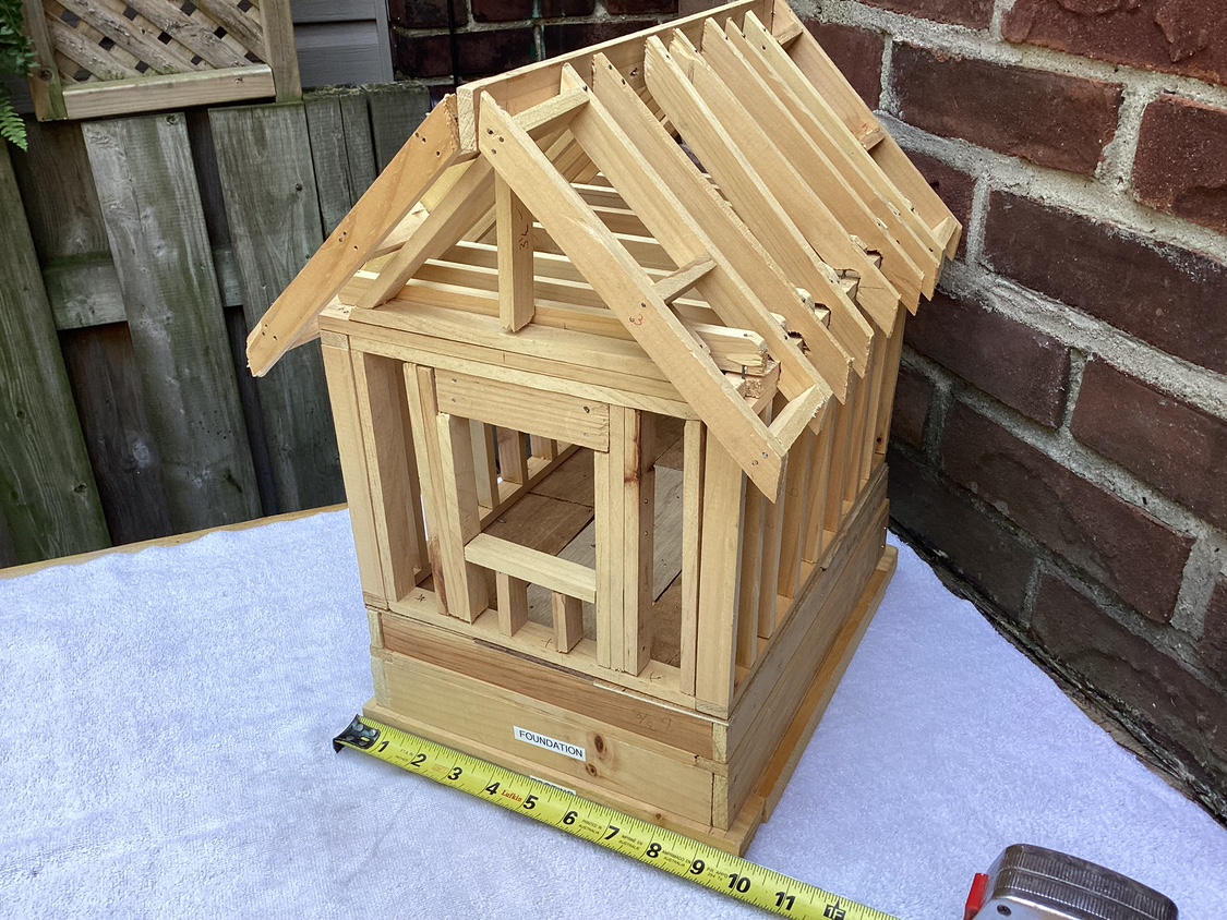 Model unfinished wood construction of a house ! image indicator(10)