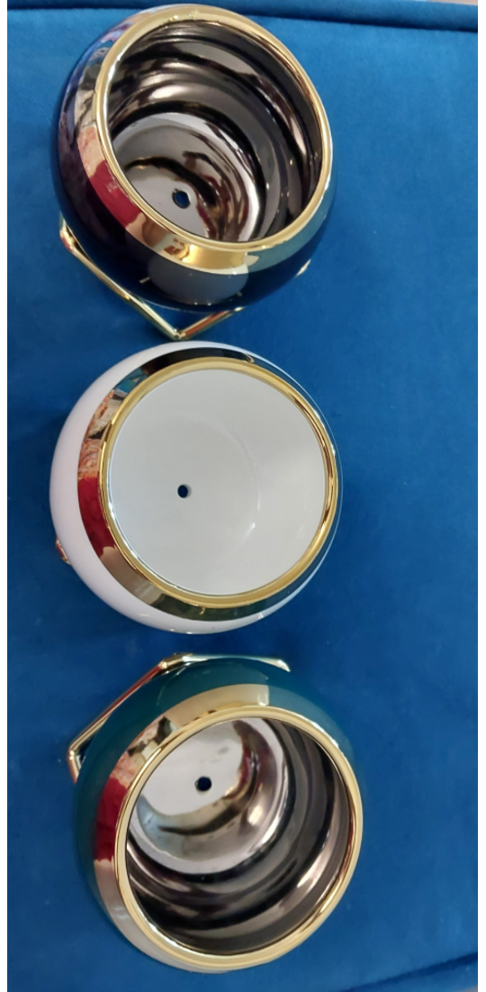 BNIB 3pcs/set Porcelain flower pots with golden brakets image indicator(2)