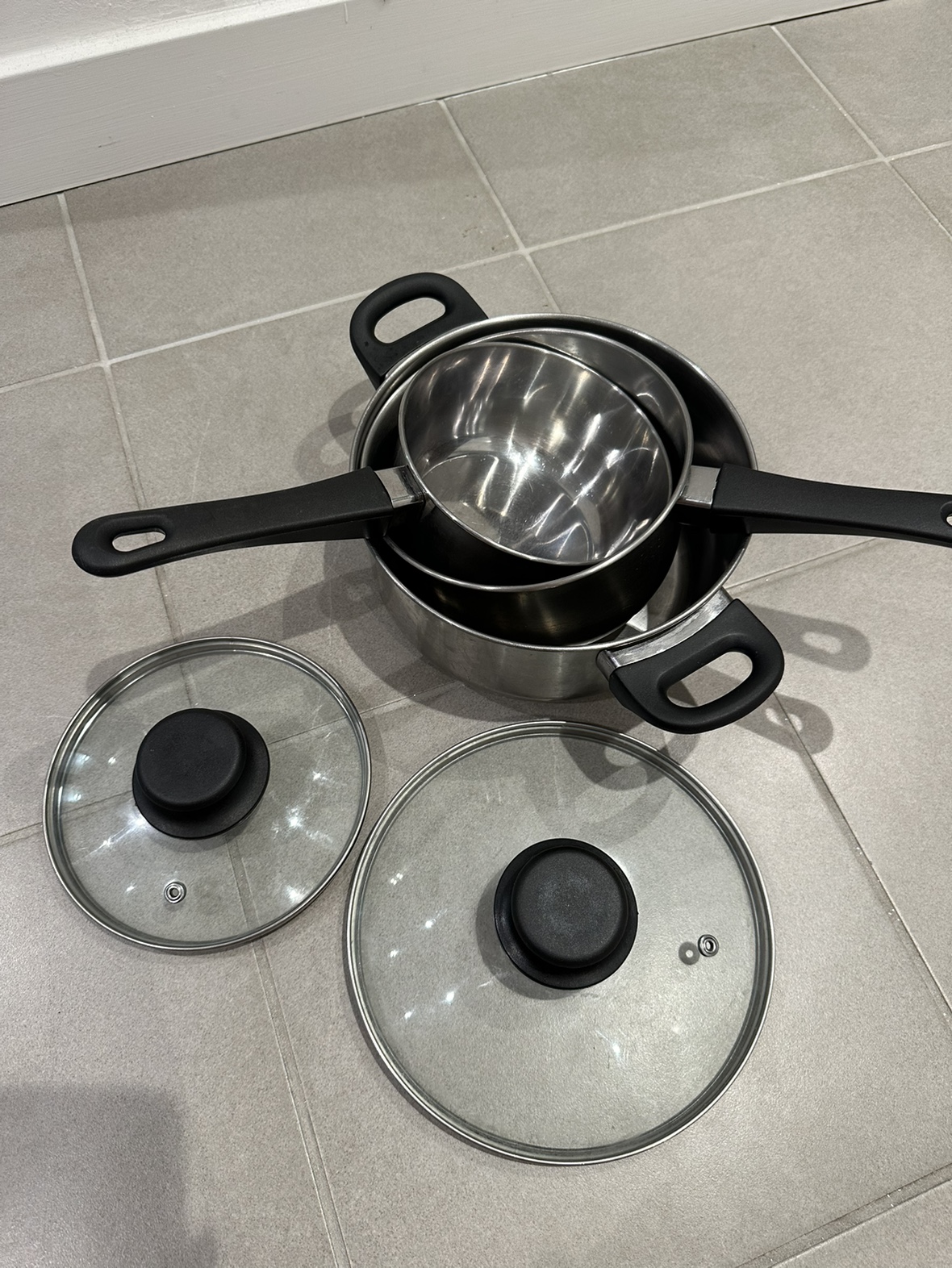 Set of 3 Cooking Pots with Lids - photo 4