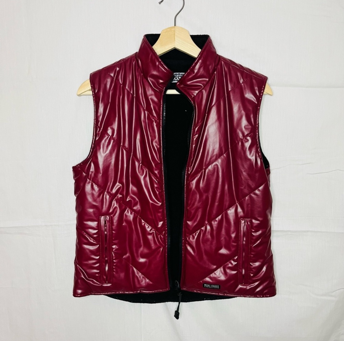 Zip up Hem PU Vest Puffer Coat