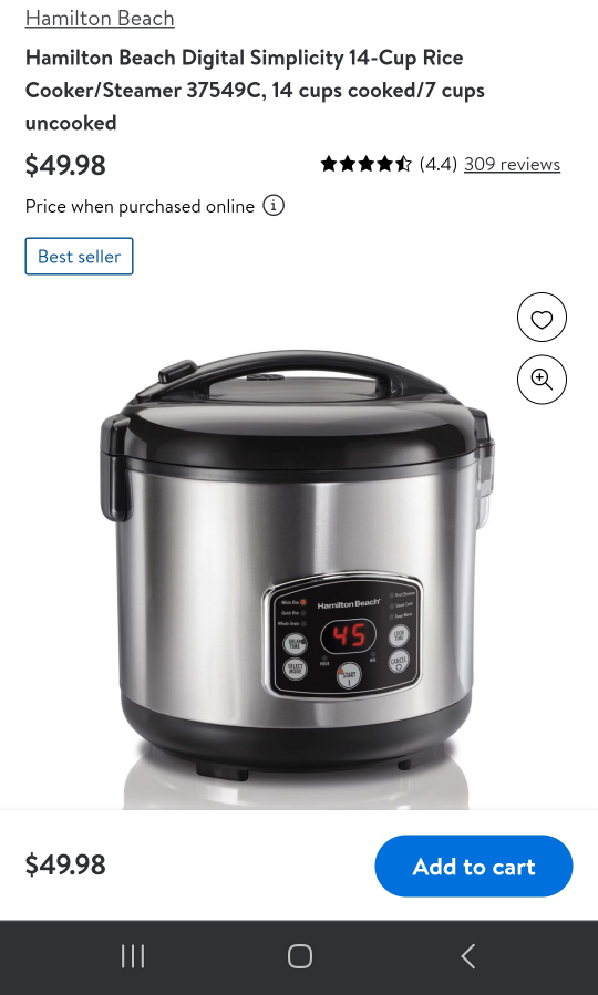 Hamilton Beach Digital Rice Cooker/Steamer, 14 cups cooked - photo 4