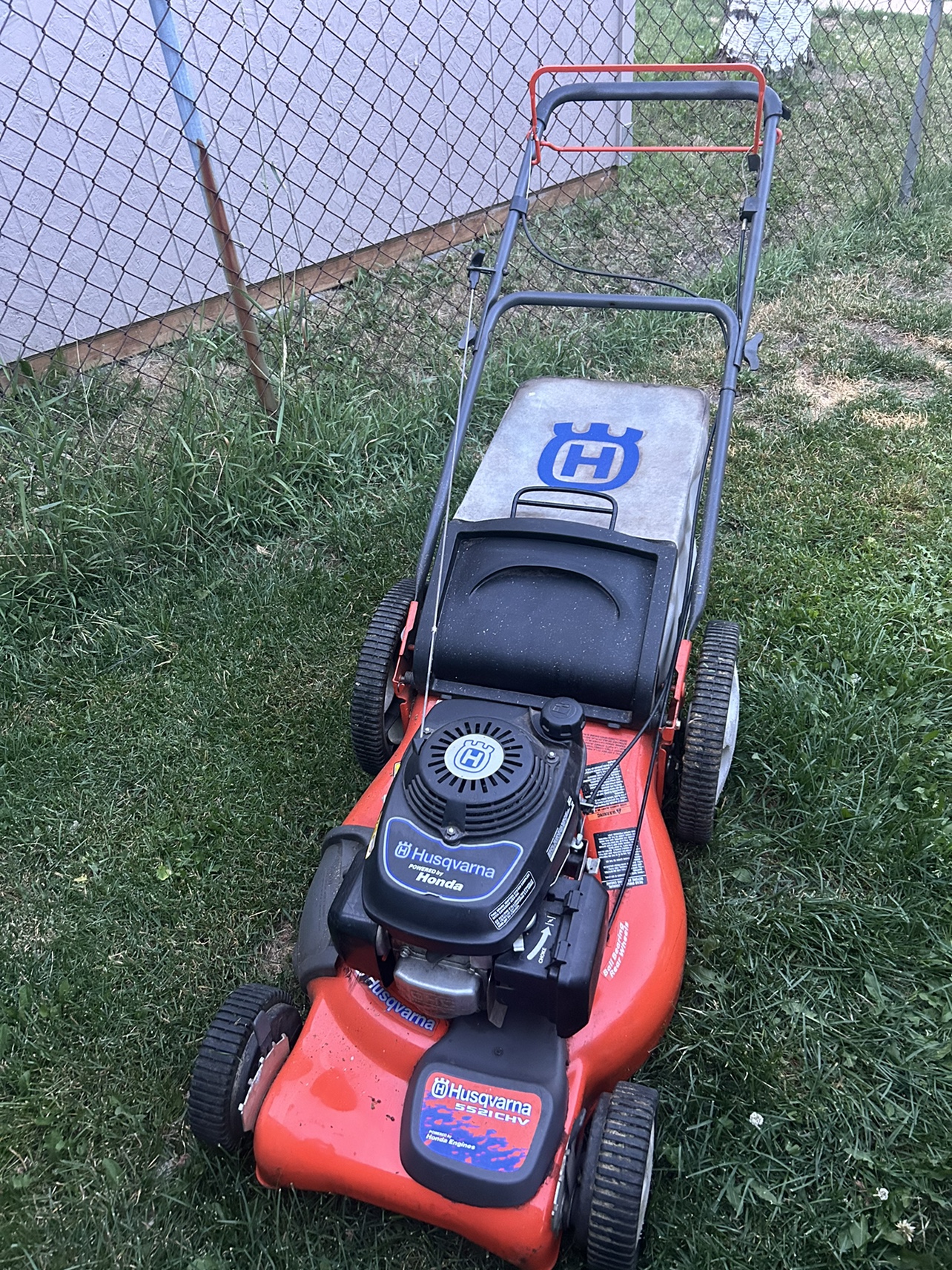 Honda-powered Husqvarna self propelled lawnmower