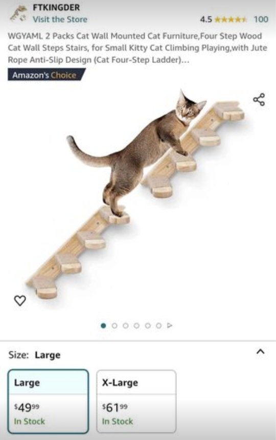 12 cat steps wall mounted