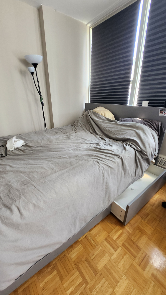 Ikea grey queen bed frame with 2 drawers - photo 2