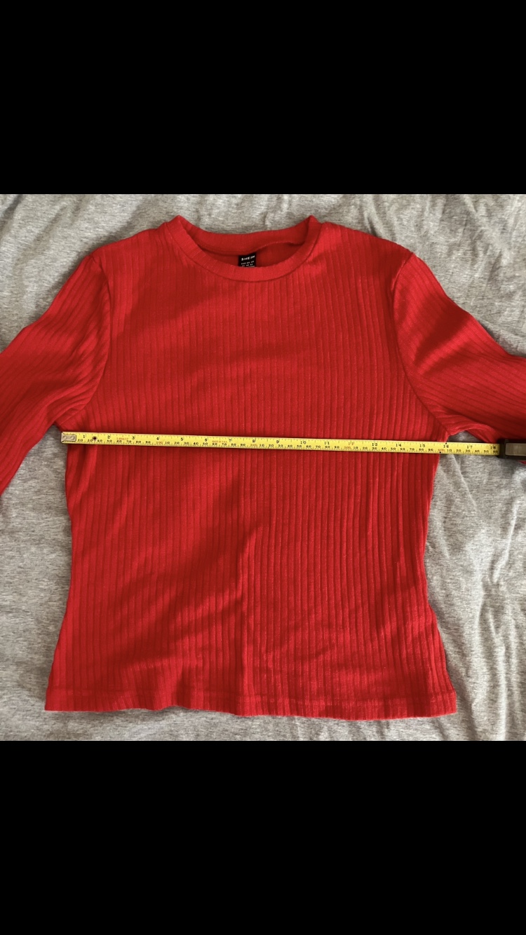 Women’s Red Ribbed Long Sleeved Shein Shirt Size XL 👚🍒❤️🩷🍓 image indicator(3)
