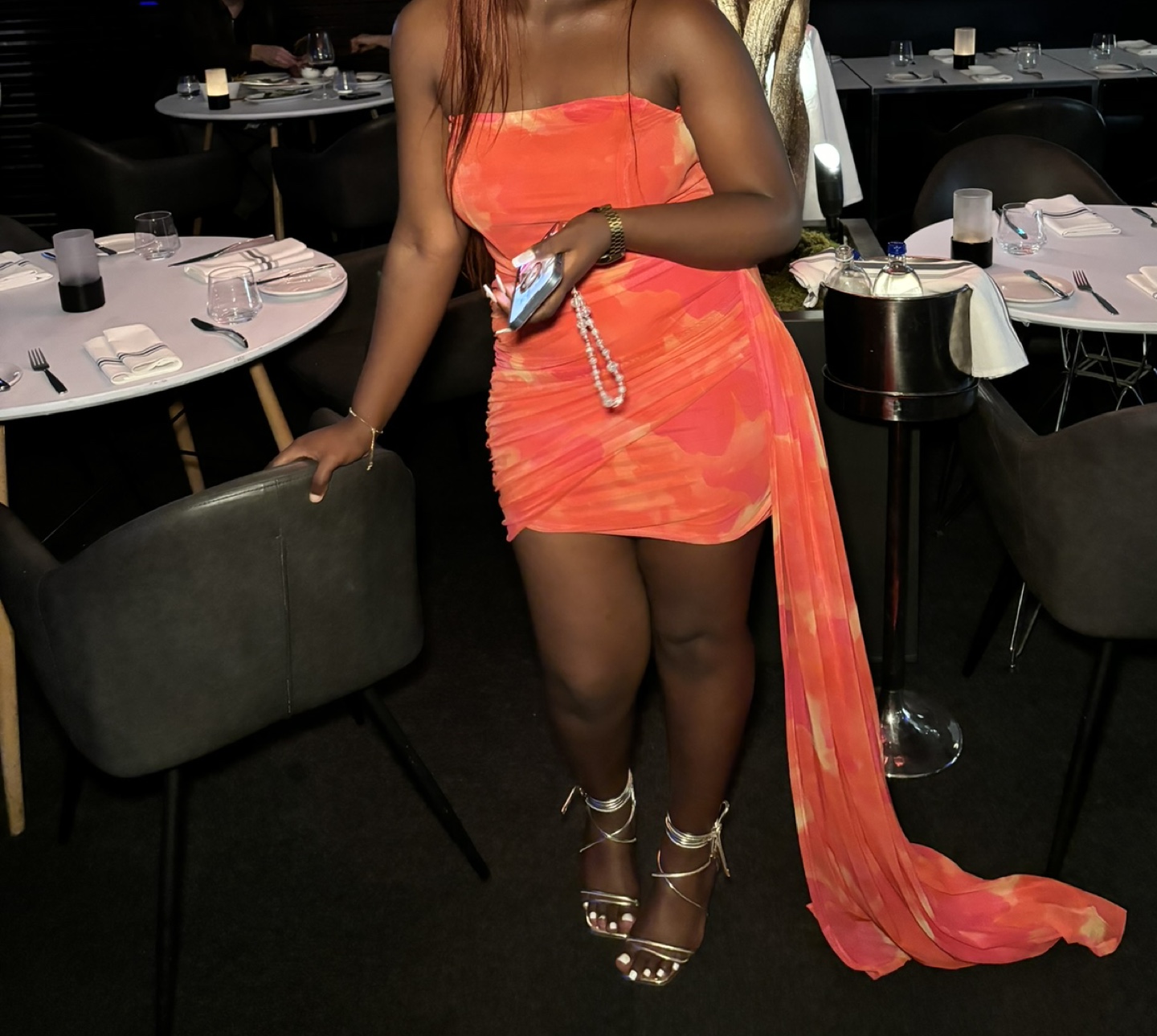 Madelyn draped mini dress- Orange - photo 5