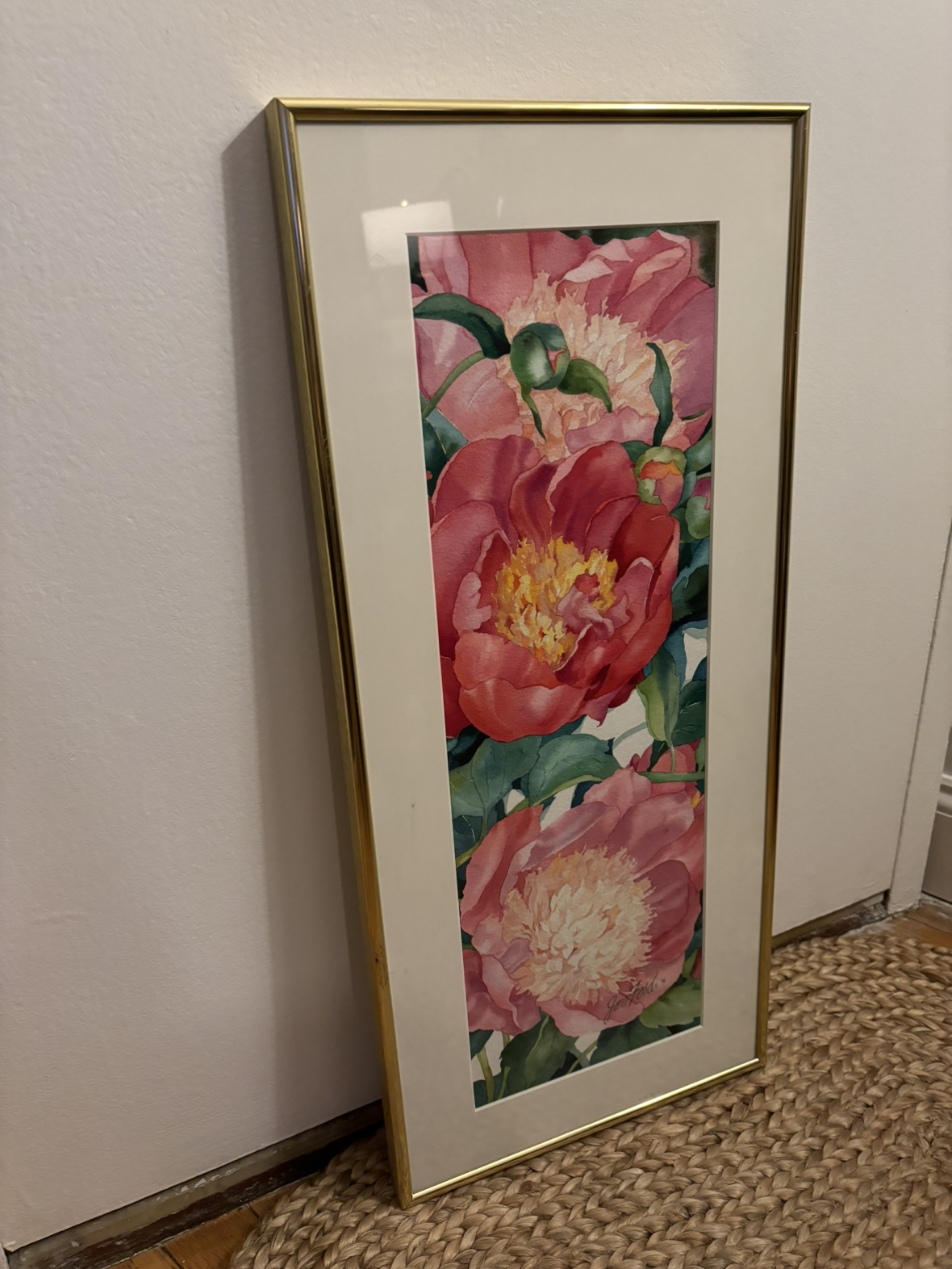 Pink peony watercolor framed artwork - photo 3