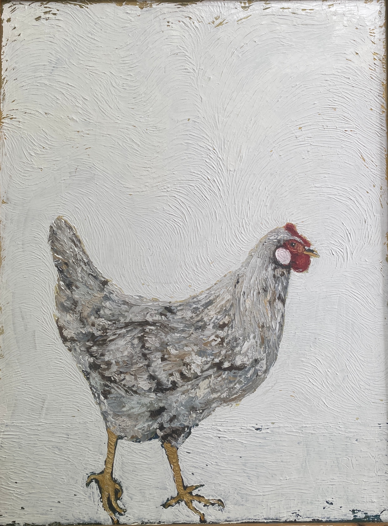 Chicken portrait in Impasto 2011 FOR SALE by artist