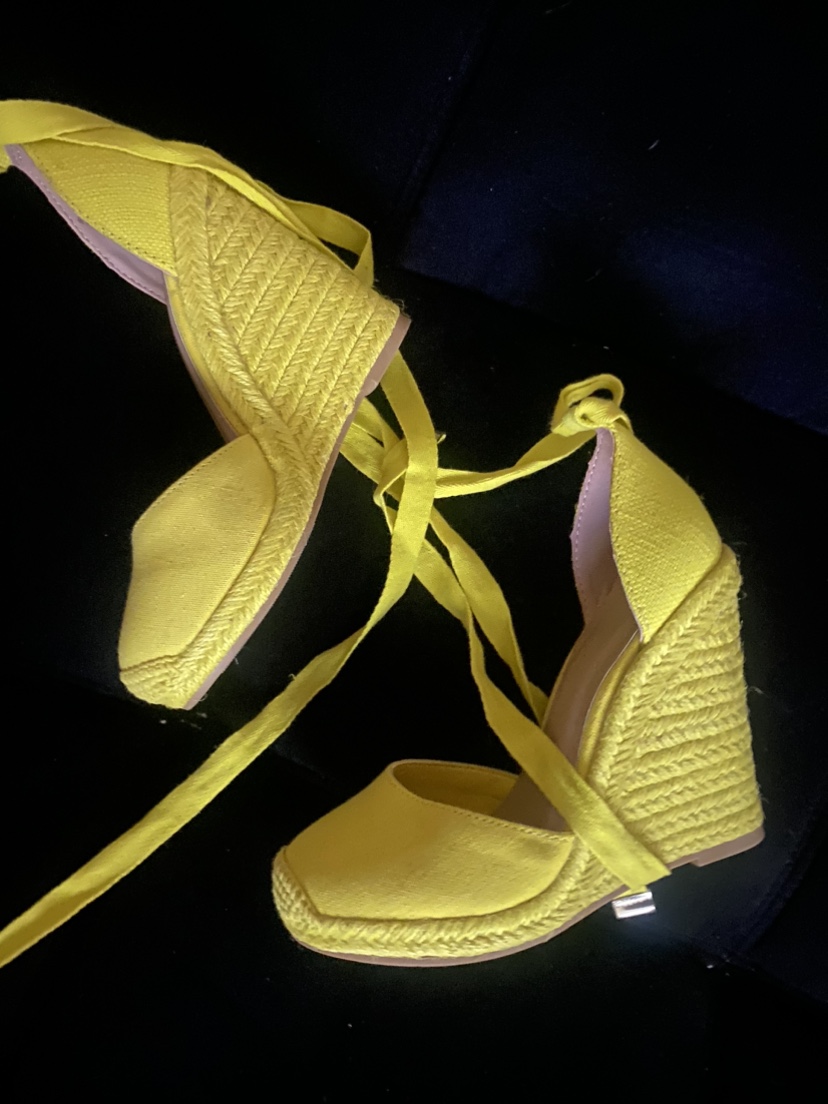 yellow summer wedge heel
