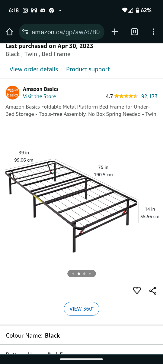 twin metal foldable bedframe - photo 2