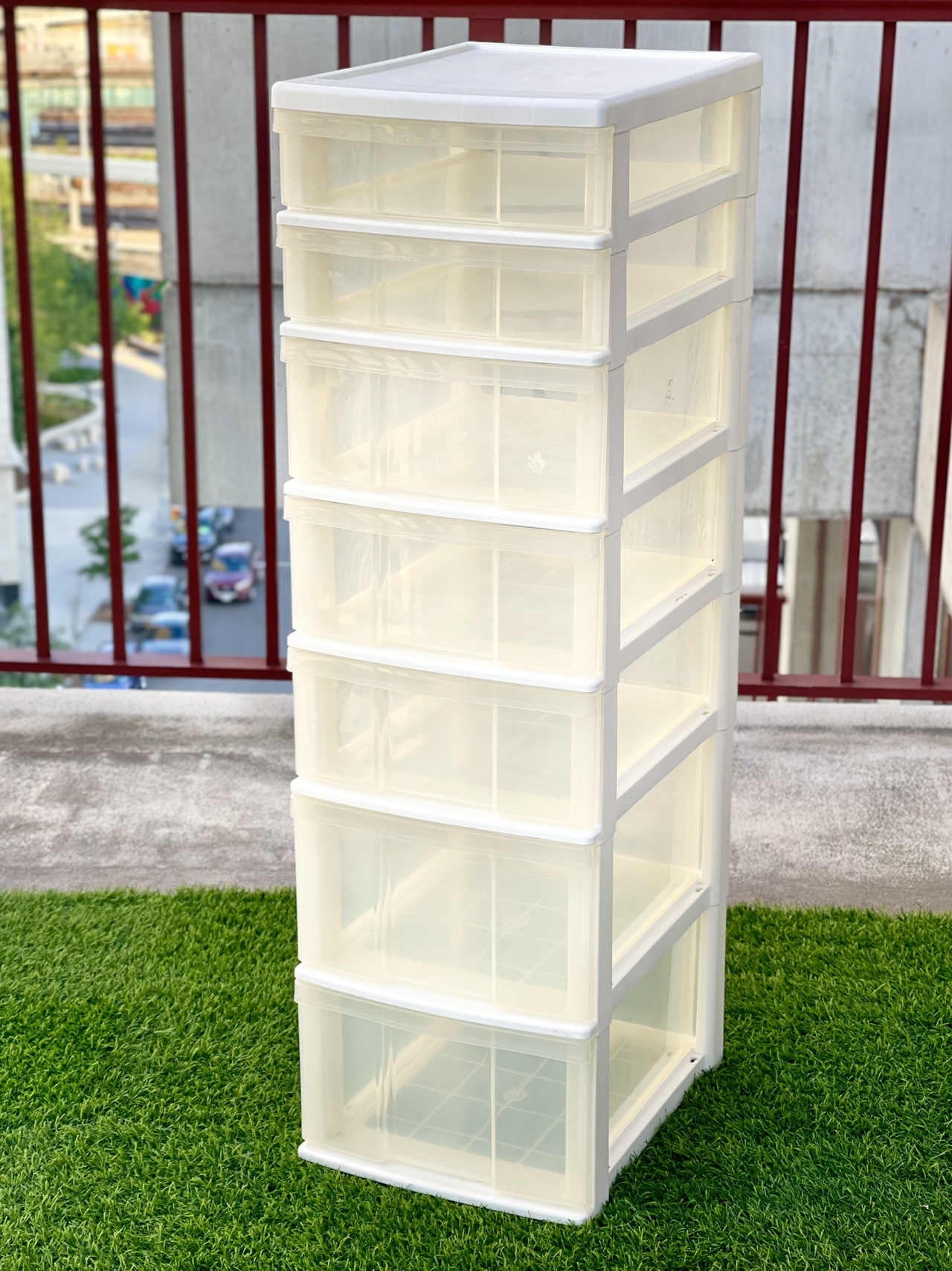 Clear Plastic 7 Drawer Organization Storage Tower