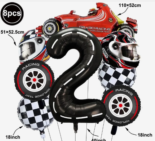 2nd birthday car theme foil balloons
