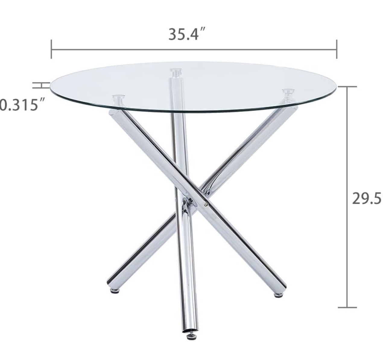 STYLIFING Dining Room Set Round Clear Glass Top Crisscrossing - photo 3