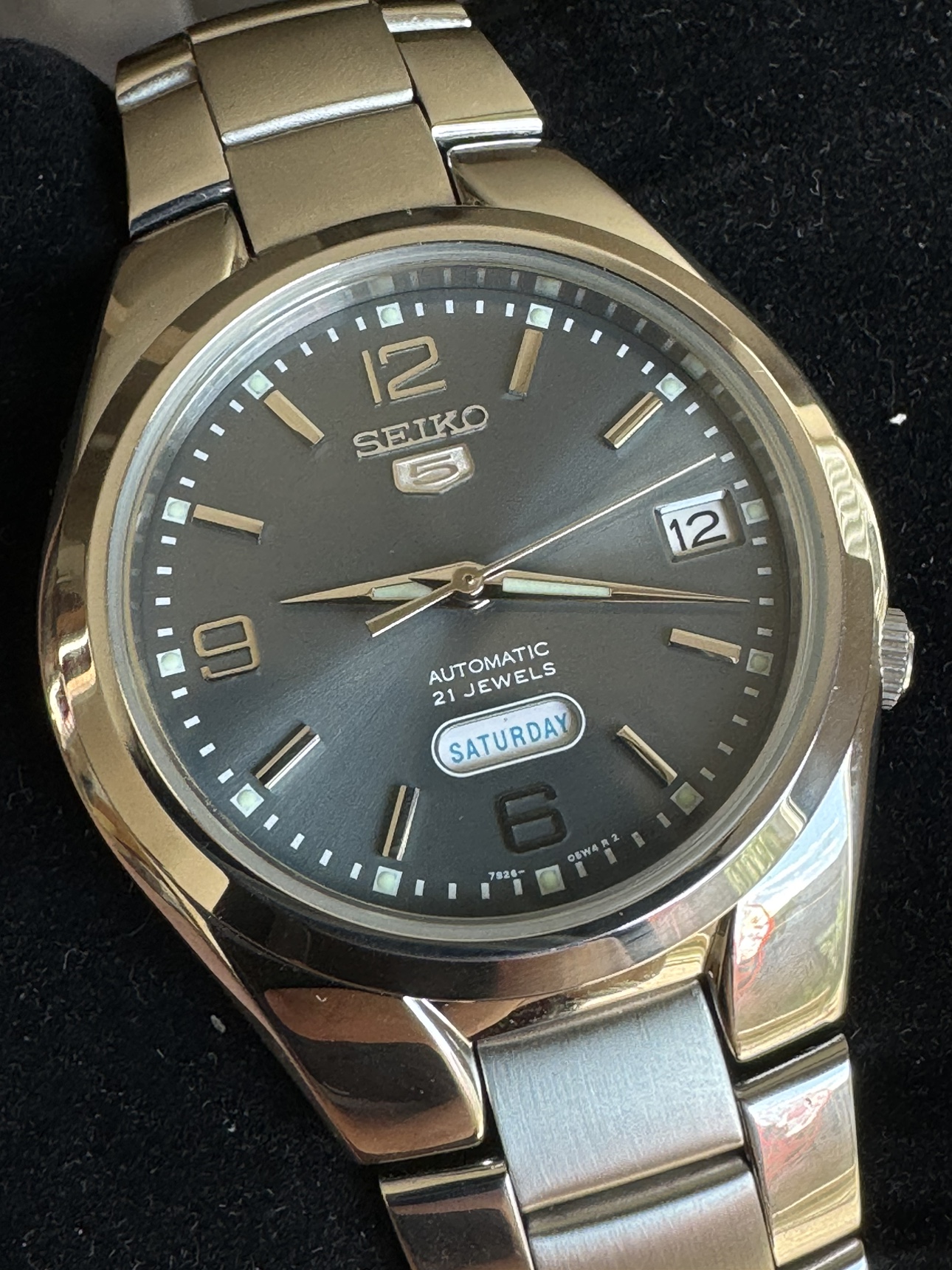 Seiko 5 Teal Dial 37mm Automatic Watch Box Papers 7s26 thumbnail