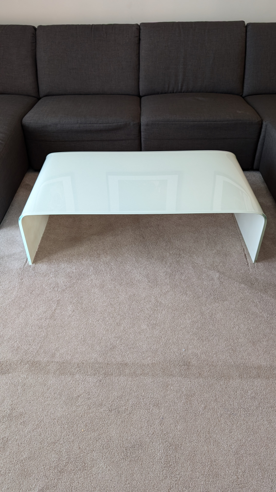 All glass modern white coffee table in great condition