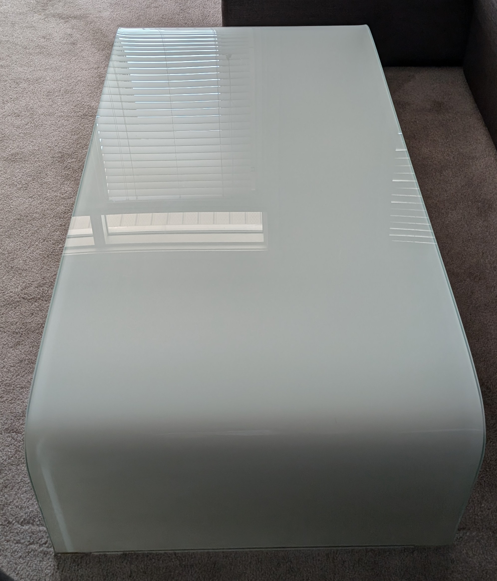 All glass modern white coffee table in great condition - photo 2