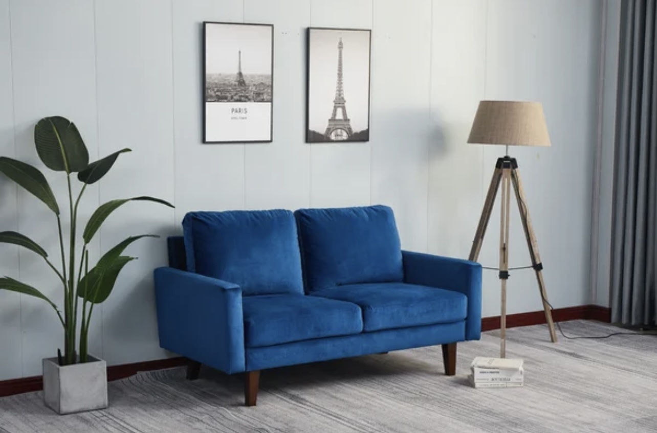 Blue velvet couch - photo 2
