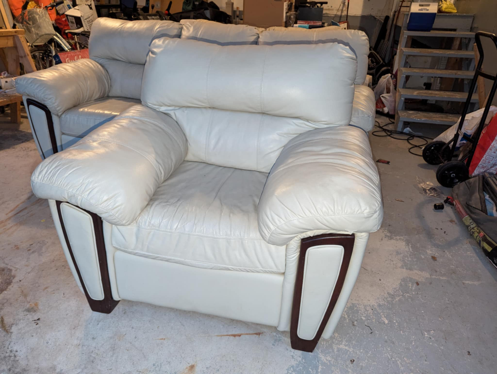 full set white leather couch - photo 3