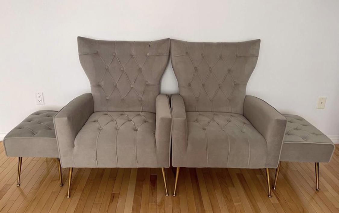 Accent Chairs (Wingback style) with Ottoman - Need gone ASAP thumbnail