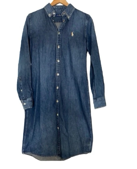Ralph Lauren cotton extra large denim button up shirt dress thumbnail